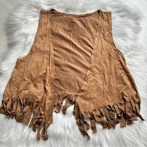 5x$25 Faded Glory Camel Western Fringe Cowgirl Vest, 10